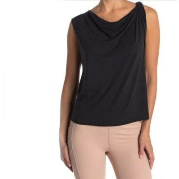 Free People Soft Flowy Top | Movement Turn Around Tee | Black Twist Shoulder S - Picture 2 of 6